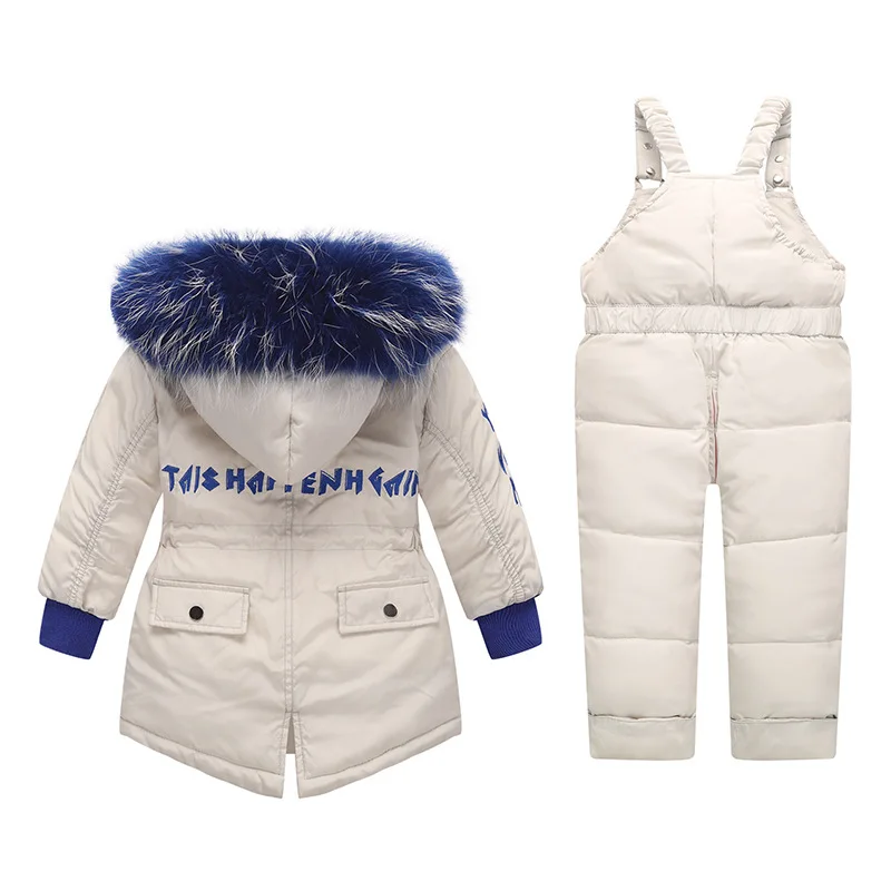 Winter Children's Clothing Sets Suit Kids Warm Baby Boy Ski Suits Snowsuits Girl Down Jackets Outerwear Coat+suspender Jumpsuit