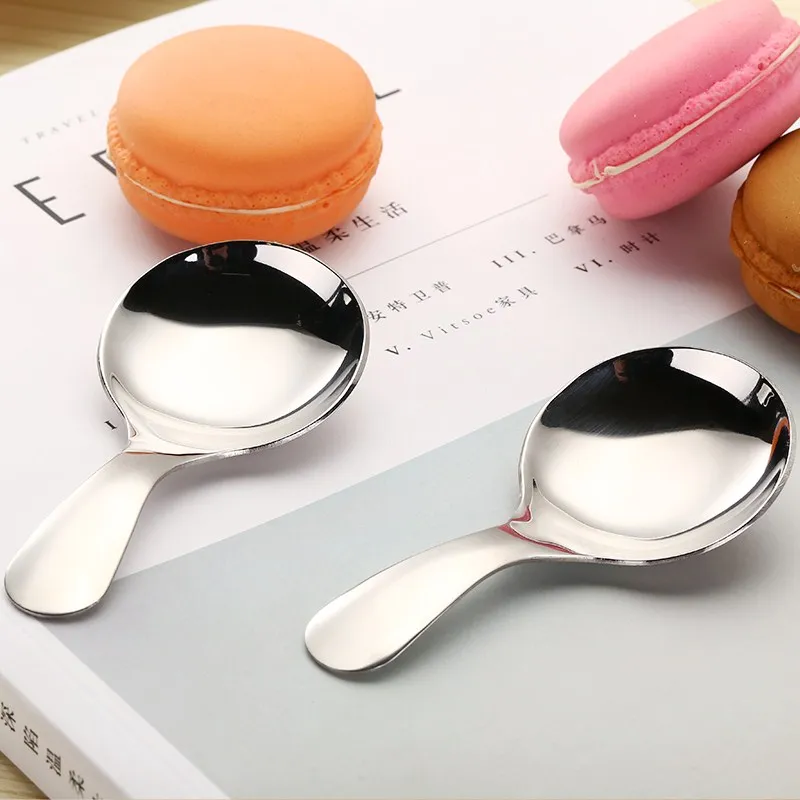 Cute Mini Stainless Steel Kids Spoon Ice Cream Spoon Short Handle Sugar Spice Spoon Small Tea Coffee Scoop Kitchen Accessories (6)