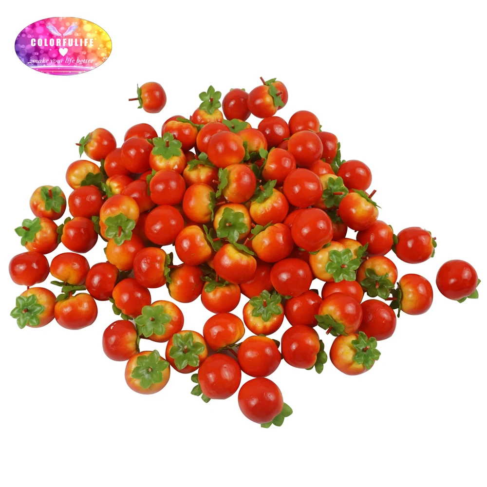100X Artificial Mini Tomato,Fake Vegetable Model Party Home Decoration