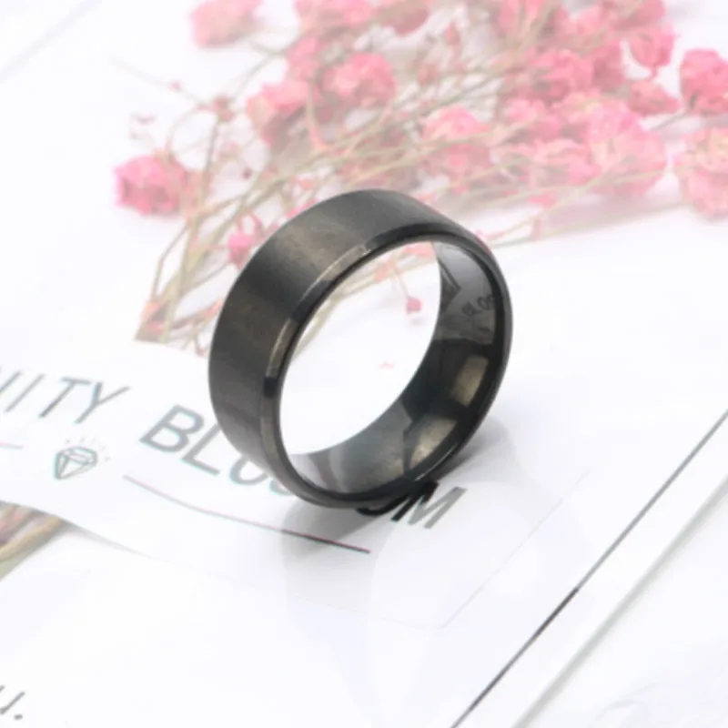 Simple Design Titanium Band Brushed Wedding Ring Silver Gold Black Color Rings Solid Glossy Stainless Steel Ring for Women Men
