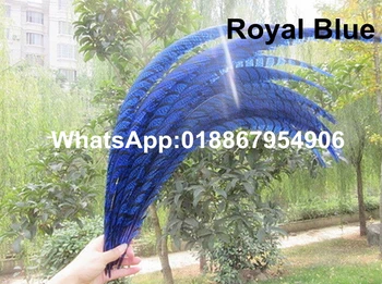 

50pcs 30-35inch 80-90cm Royal Blue dyed Pheasant tail Feather,Lady amherst zebra tails,pheasant feather