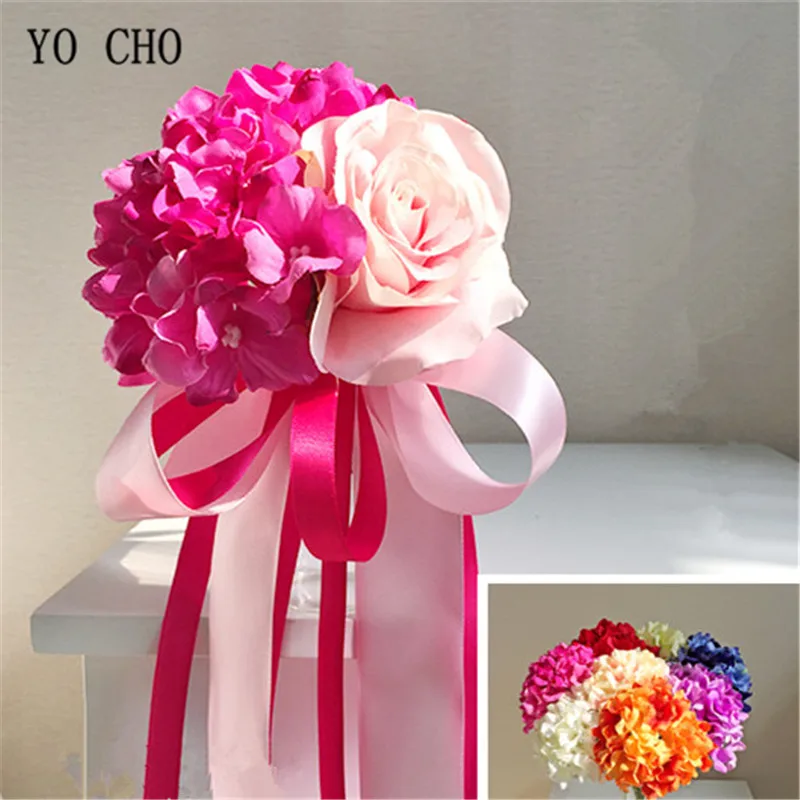 

YO CHO Bridesmaid Sisters Hand Holding flowers Artificial Bride Flowers Wedding Dancing Party Church Decor Bridal Prom Bouquet