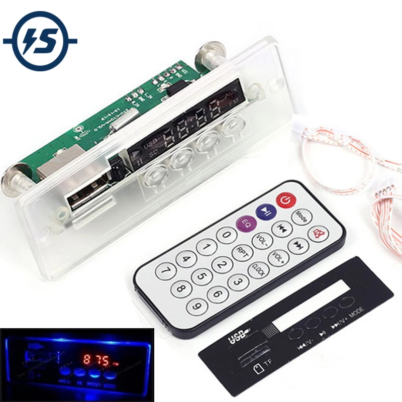 

Mini 5-12V Blue Light USB MP3 Decoder Audio Decoding Board Time Display Support U-Disk TF Card USB FM AUX Decode