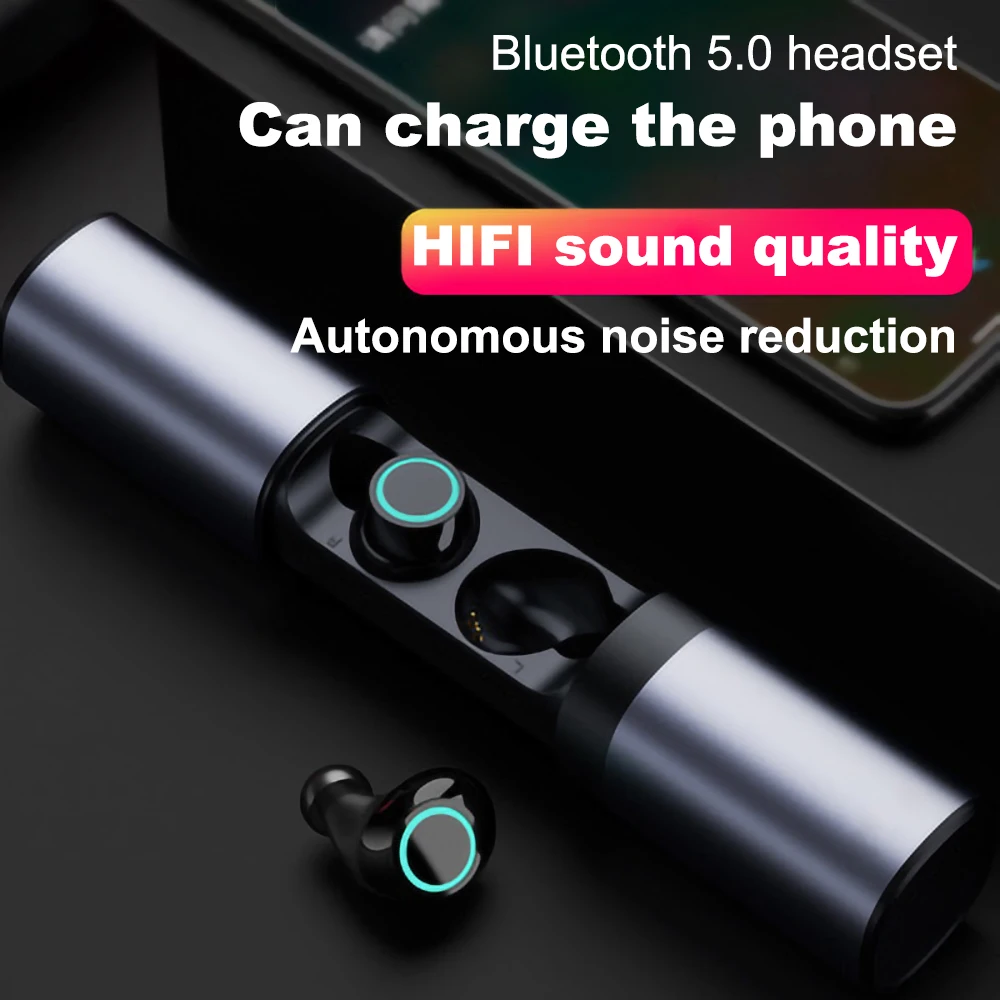 

Hifi Sound TWS Bluetooth 5.0 Wireless Earbud with 1200mAh Power Bank Charging Box Mic Charge Phone for IPhone All Smart Phone