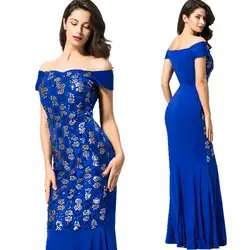 Синий Сапфир Вечерние платья Длинные элегантные для женщин прямые блестками вечернее платье с открытыми плечами халат de soiree Abendkleider 2018