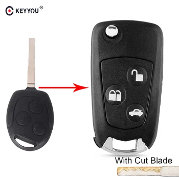 

KEYYOU for Ford Key Shell 3 Button Flip Folding Car Remote Key Shell Cover Case Cut/Uncut Blade For Ford Focus Mondeo Festiva KA