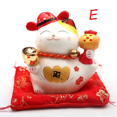 4 дюйма Maneki Neko керамика Lucky Cat домашний декор фарфоровые украшения креативные деловые подарки Фортуна кошка копилка фэншуй ремесло - Цвет: E