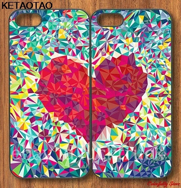 KETAOTAO Mosaic Heart Linked BFF чехлы для телефонов iPhone 4 5S 6S 7 8 Plus X Samsung чехол Мягкий ТПУ