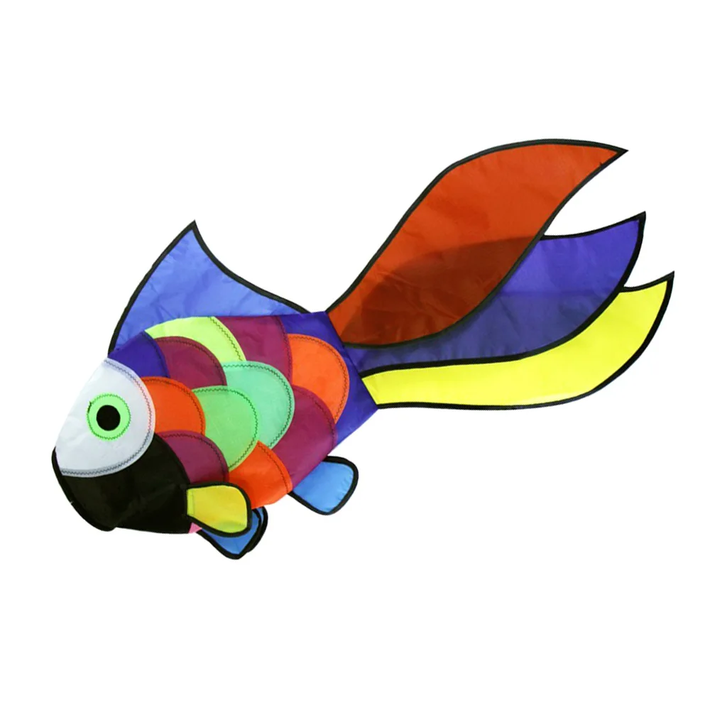 2 pieces Nylon Colorful Fish Windsock Rainbow Flying Kite Outdoor Toys Kids Spring Park Garden Decor