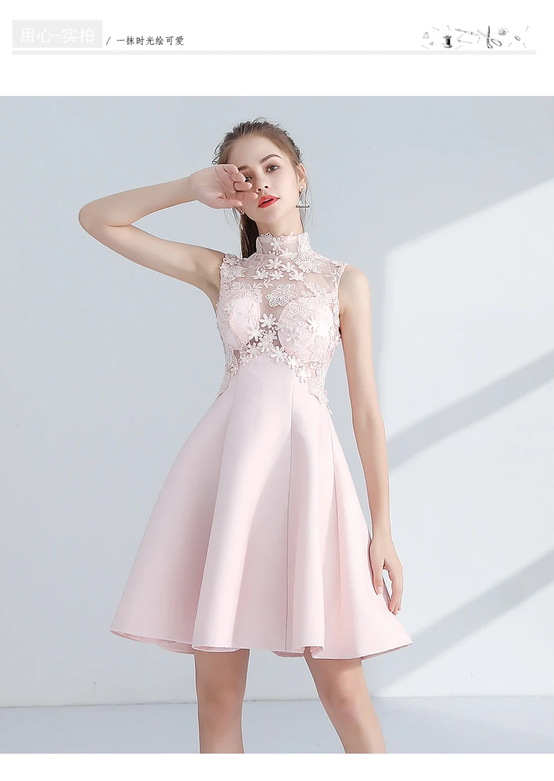 Beauty emily Short Prom Dresses new pink Prom Gowns Sleeveless Appliques Built-In Bra lovely short dress for graduations party Beauty emily Short Prom Dresses new pink Prom Gowns Sleeveless Appliques Built-In Bra lovely short dress for graduations party