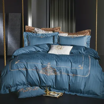 

Egyptian Cotton Bedsheet set Quilt/Duvet cover Bed set Pillowcase Luxury Royal Bedding set Queen King size Embroidery 4Piece set