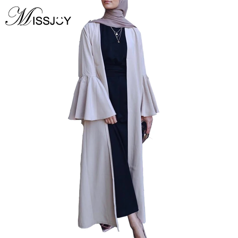 

MISSJOY 2018 New Abaya Omani women Flare Sleeve Muslim Prayer Beads qatar Islamic caftan malaysia turkish Long cardigan Dress