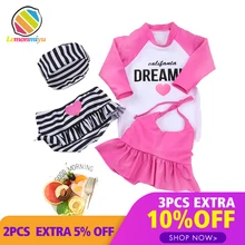 Купальный костюм для маленьких девочек, 4 шт./компл., милый детский купальник, Солнцезащитный купальный костюм принцессы, Быстросохнущий купальник с длинными рукавами для девочек