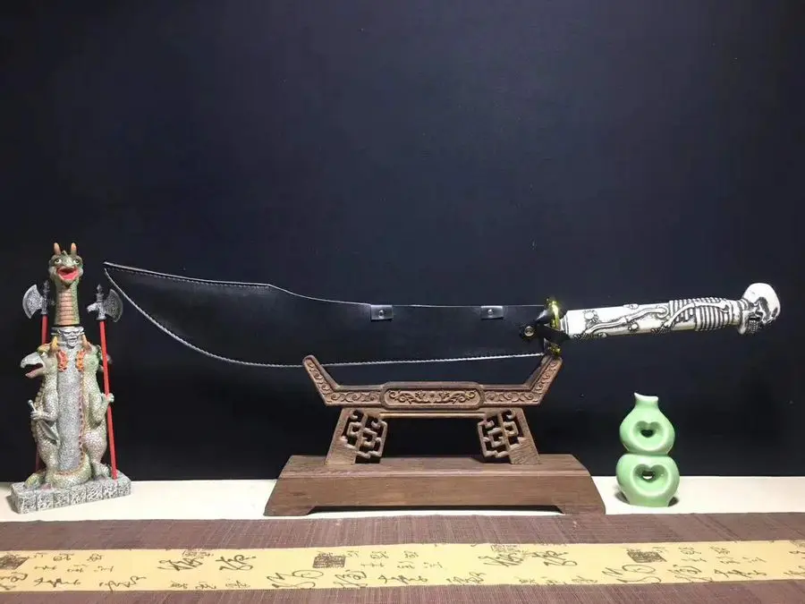 Handmade Chinese Sharp Manganese Steel Blade Wushu Sword Kung Fu Broadsword Dao Tiger Dadao Full Tang