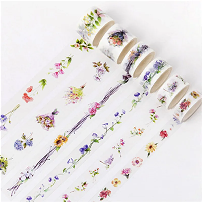 

1 Pcs Beautiful Flower washi tape DIY decoration scrapbooking planner masking tape adhesive tape label sticker stationery