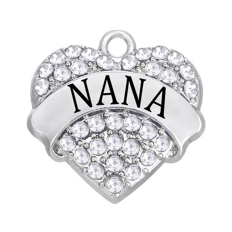 50 pieces a lot rhodium tone white crystal nana heart charm fine  50 pieces a lot rhodium tone white crystal nana heart charm fine