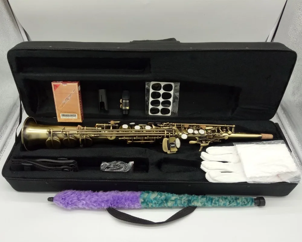 

Saxophone Soprano R54 Musical Instruments Professional Soprano Sax Antique Copper Simulation Bronze Mouthpiece Reeds Neck Case