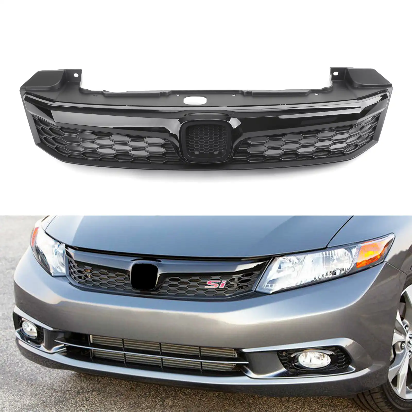 Areyourshop Rejilla De Parachoques Delantero Para Coche Piezas De Automovil De 4 Puertas Color Negro Estilo Si Para Honda Civic 2012 Sedan Parrilla De Carreras Aliexpress