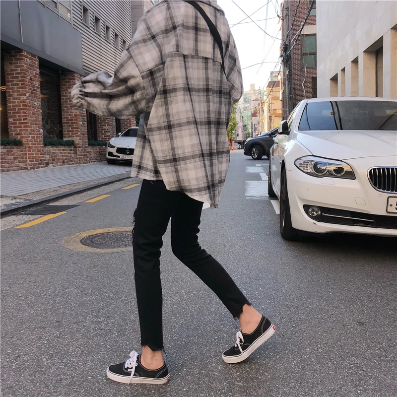 Mihoshop Ulzzang Корейская женская модная одежда с дырками в стиле панк крутые черные