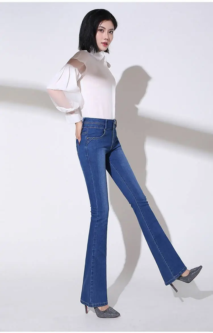 Джинсы женские осенние брюки плюс бархат высокая талия женские джинсы в Корейском стиле большой размер стрейч тонкие широкие брюки
