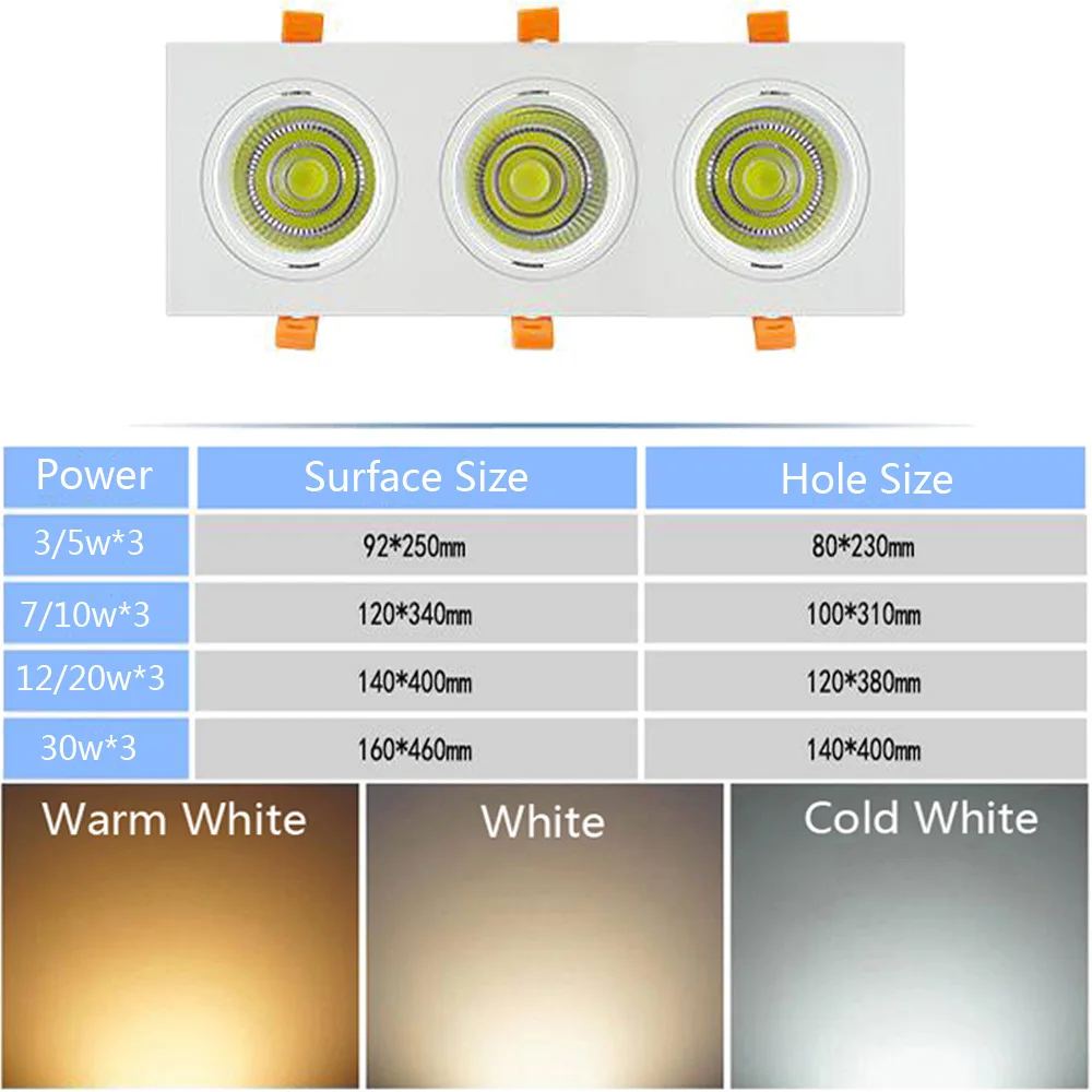 Indoor embedded grille Led COB bean gall light 3/5/7/10/12/20/30W double point three head lights LED AR111 grille single lights