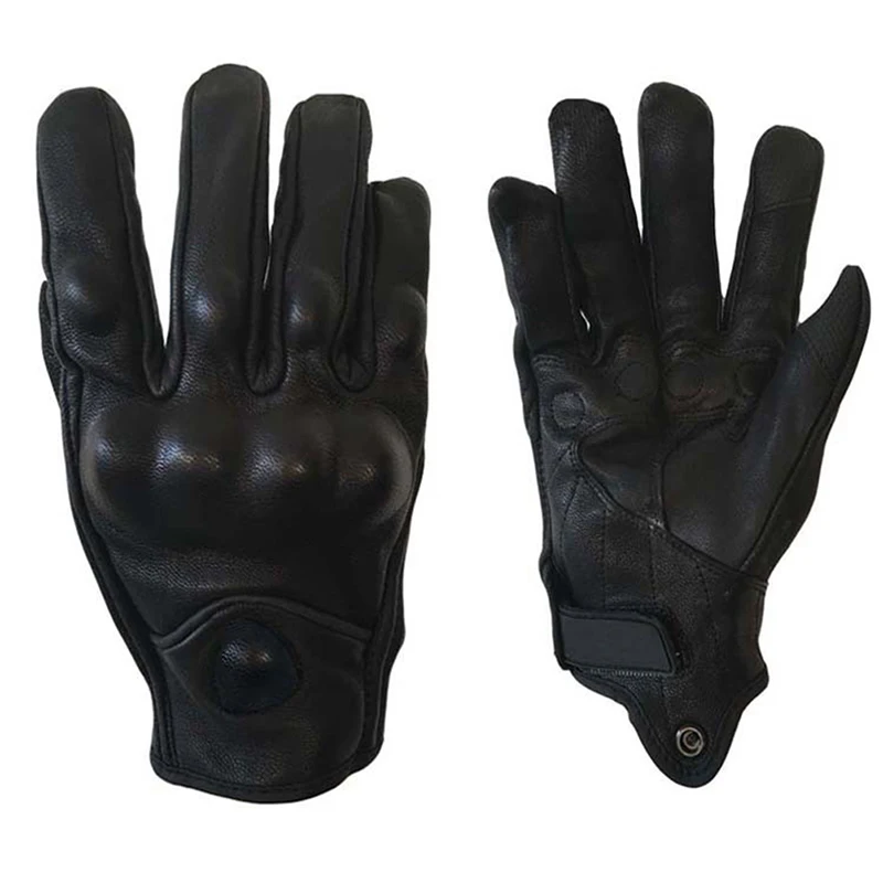 1pair Retro Pursuit Perforated Real Imitation leather Motorcycle Gloves Moto Waterproof Gloves Protective Gears Motocross Gloves