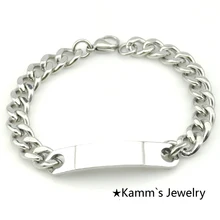 Манжеты браслеты Мужские Silver Из Нержавеющей Стали ID Браслеты, горячие Продажи Тяжелых Прохладно, для Байкеров, подарок,, KB001B