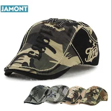 Jamont высокое качество камуфляж берет хлопок Кепки открытый для Для мужчин и Для женщин Вышивка Письмо Hat регулируемый берет Кепки