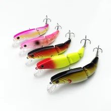 Swimbait Jointed Top Water Minnow Fishing Lures Hook Crankbait Bait Bass 3 Sections 11cm High quality 039