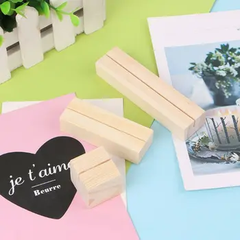 

1PC Bevel Natural Wood Memo Clips Photo Holder Clamps Stand Card Desktop Message Crafts Office Stationery Organizer S/M/L Size