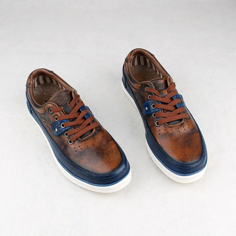 

First layer leather vintage metal casual shoes Sapatenis Masculinos Casual Men Shoes