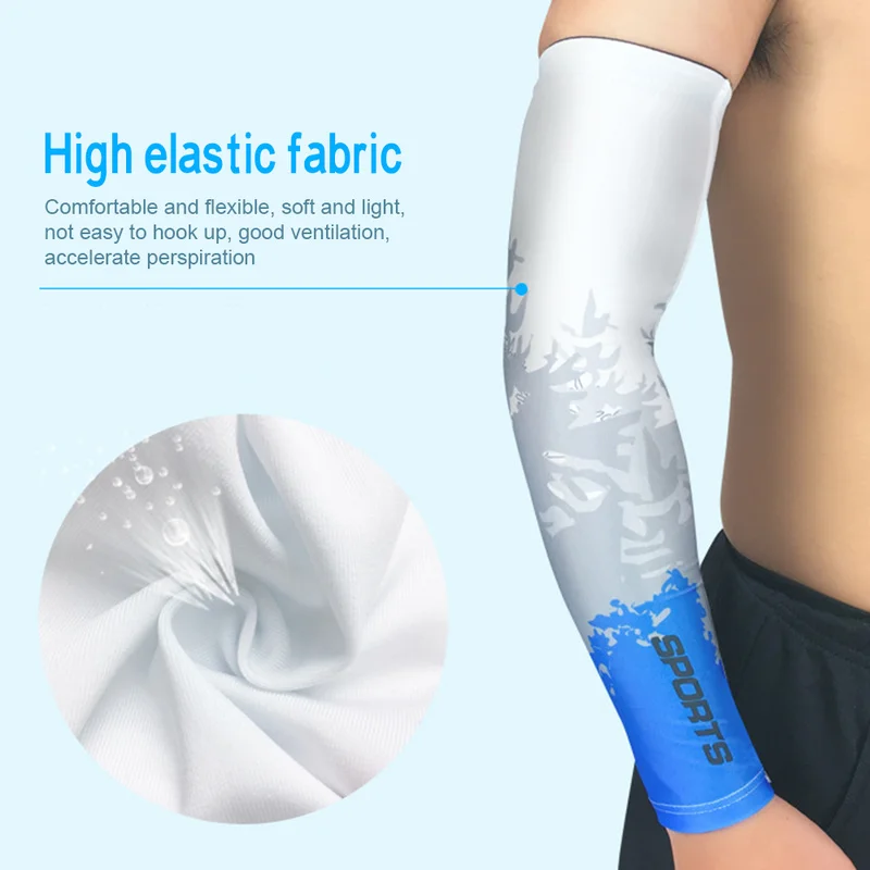 Ice Fabric Breathable UV Protection Running Arm Sleeves Fitness Basketball Elbow Pad Sport Cycling Outdoor Arm Warmers
