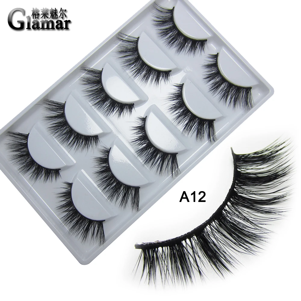 

GLAMAR False eyelashes 5 pairs/set high-end 3D mink lashes natural long full strip 7-13mm shining eyelash makeup