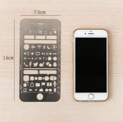 Креативный Iphone 6 Plus веб-интерфейс вырезанные трафареты для рисования Металлические DIY Закладка-линейка для блокнота планировщик эскиз из нержавеющей стали - Цвет: iphone 6 6s plus