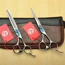 2 шт. 6,0 дюймов фиолетовый дракон 440C профессиональные человеческие волосы Парикмахерские ножницы резка ножницы+ истончение ножницы Z1016