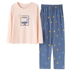 Зимние пижамы Для женщин полиэстер полный брюки леди из двух частей пижамный комплект мультфильм хлопок женский Домашняя одежда Для