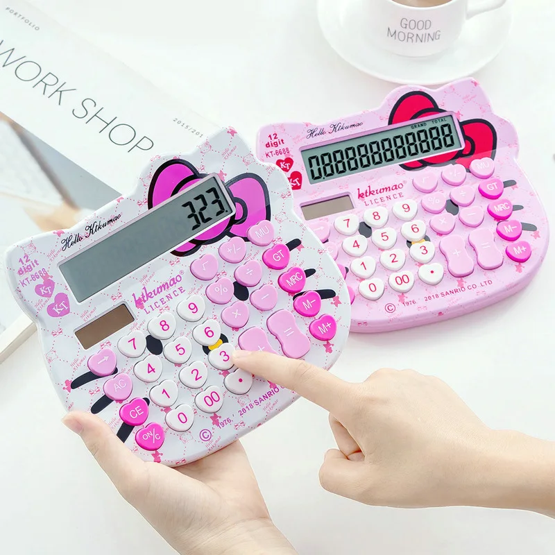 2019 جديد مرحبا كيتي القرطاسية المزدوج الطاقة الشمسية حاسبة KT-6688 المعادن سطح عالية Qualitty الكمبيوتر الهدايا