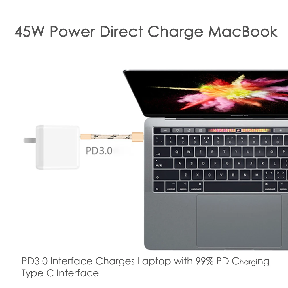 PD 45W QC3.0 зарядное устройство адаптер питания TYPE-C usb-c тканый кабель для передачи данных, для xiaomi MacBook/DELL XPS 12/13/Samsun/Pixel XL iPhone 11/X