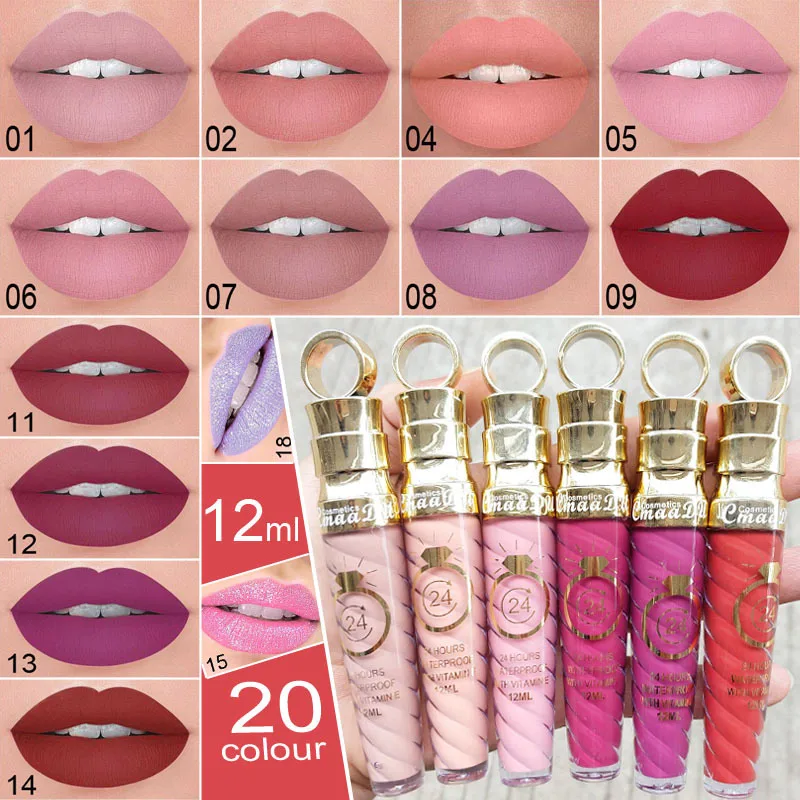 

Matte Pearlescent Liquid Lipstick Women Cosmetics Gliter Makeups Matte Lip Glaze OA66
