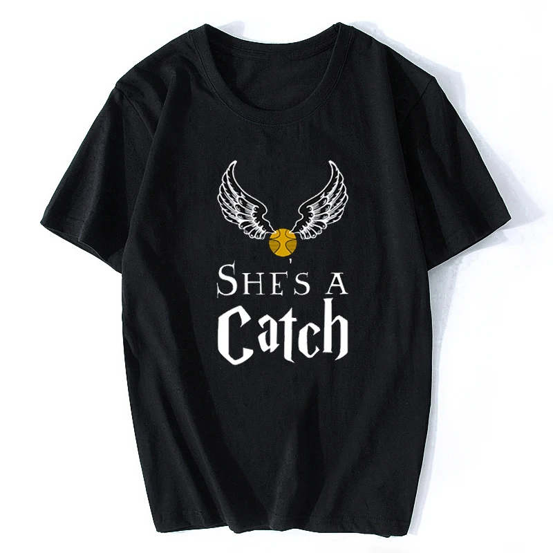 

She's A Catch Potter Fashion Kawaii Sexy Flower Women Harry T Shirts Summer Short Sleeved O-neck Aesthetic Casual Clothing
