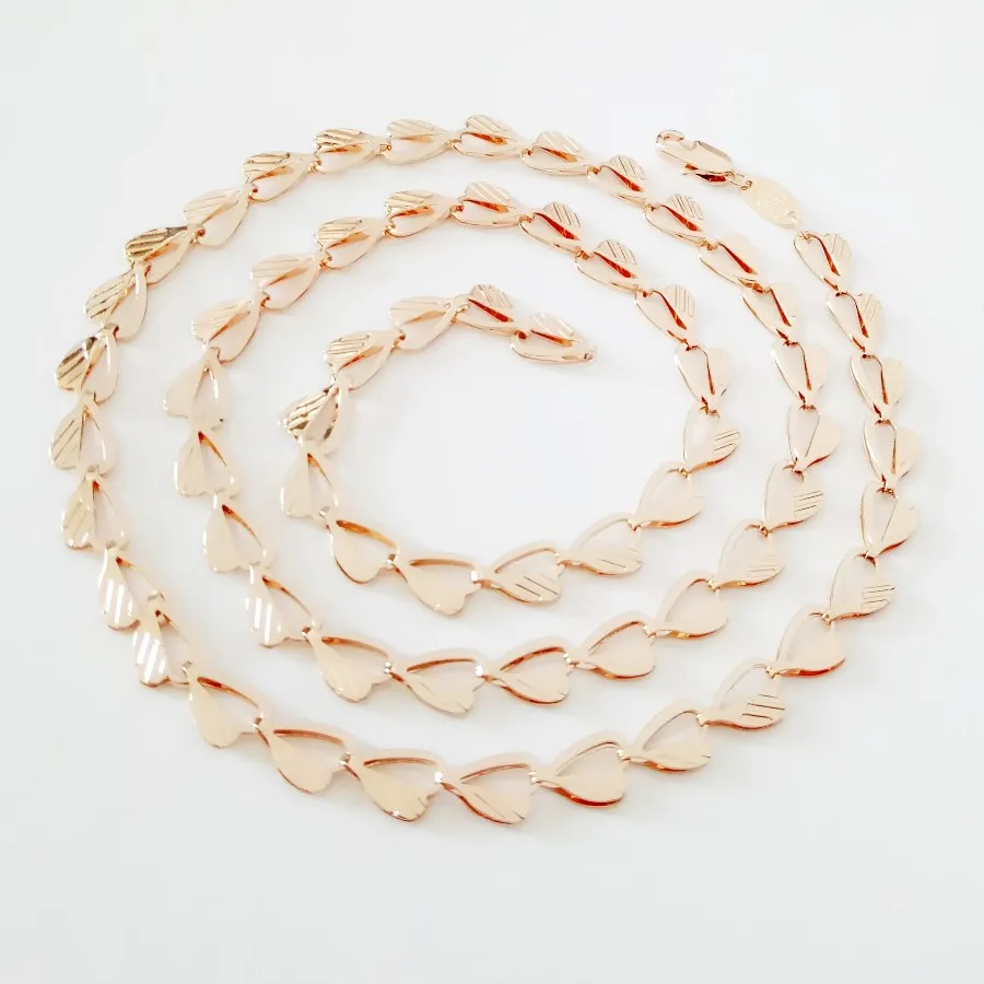 

2019 Women Necklace 585 Rose Gold Necklace 70CM Long Necklace Designs for Women Heart Link Chain Necklace