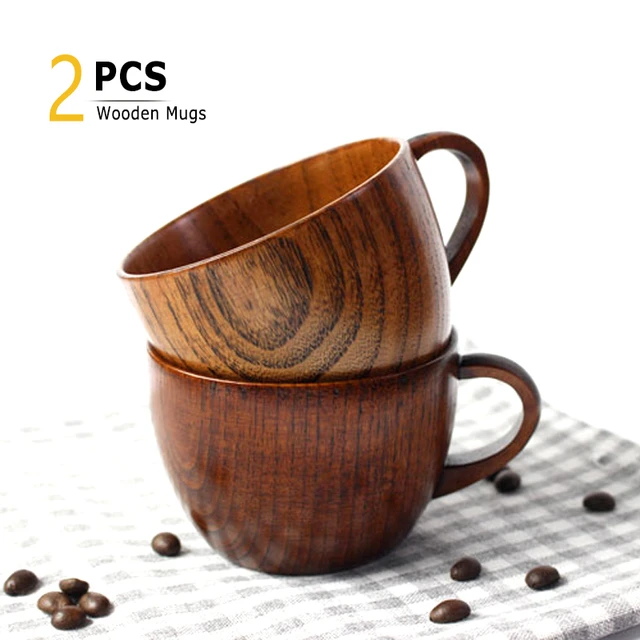 Japanese Style Wooden Tea Cup (Set of 2)