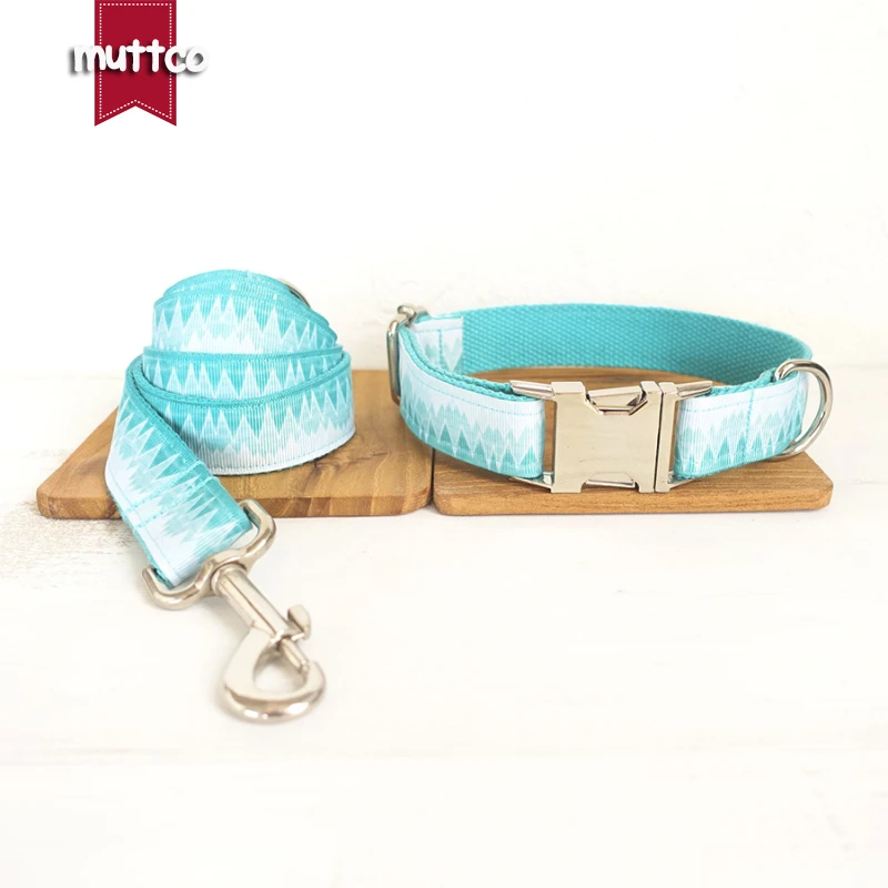 

20pcs/lot MUTTCO wholesale handmade fresh style arresting dog accessory THE GREEN MOUNTAIN print dog collars and leashes 5 sizes