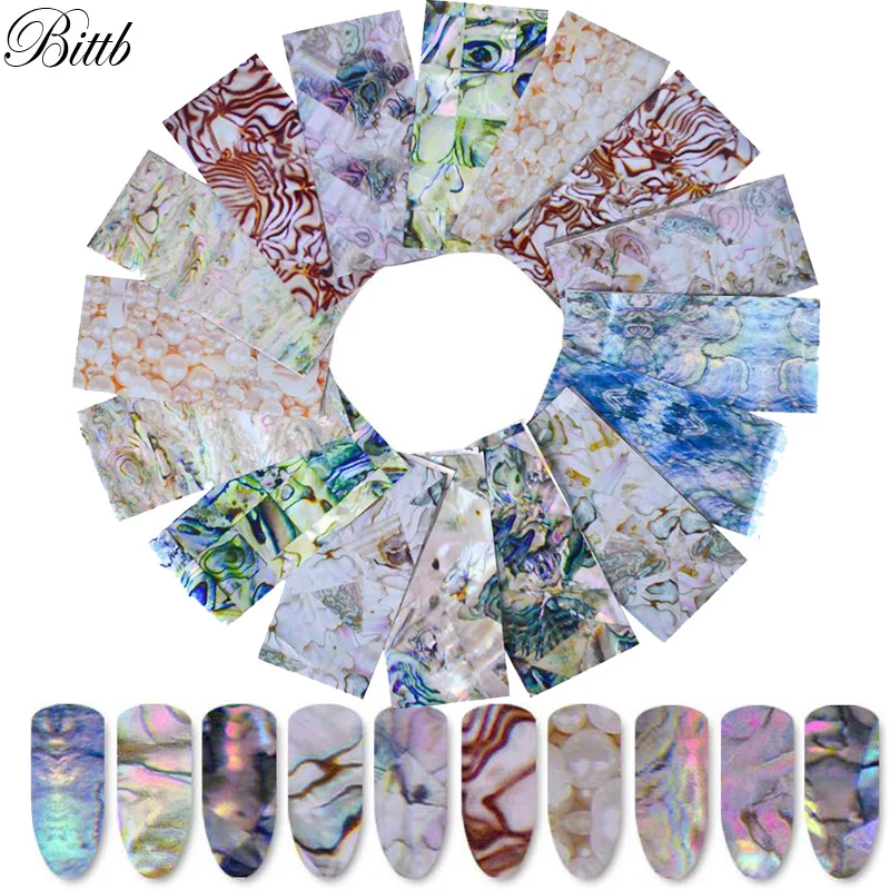 

LuckForever 16PC Starry Nail Foils Transfer Nail Art Stickers Decals Leopard Shell Star Foil Paper UV Polish Nail Decorations