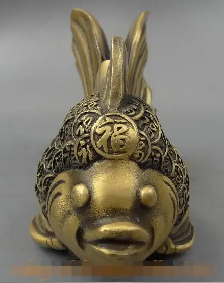 

S01152 Chinese Collect Bronze Copper Lovely Fish Goldfish Statue Animal Art Sculpture B0403