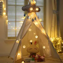 Рождественский светильник 5 м 20 ротанговый шар светодиодный струнный светильник Ночной фонарь теплого света Свадебная Гирлянда Декор занавеска декоративный светильник s fairy