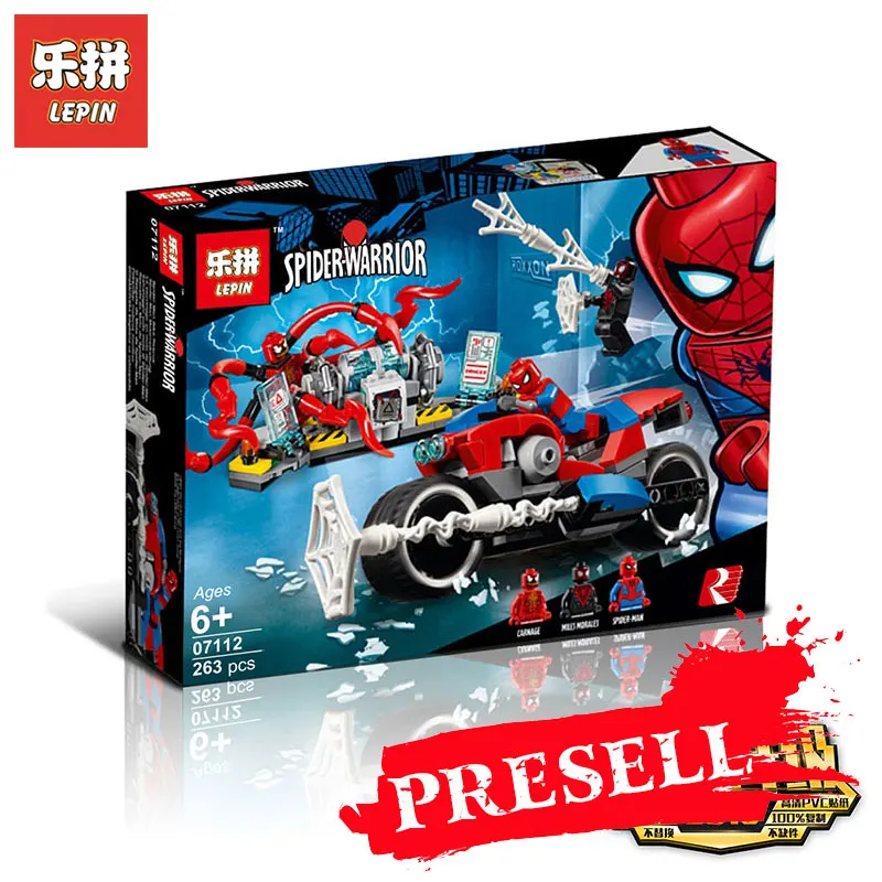 

Lepin 07112 Superhero Compatible Legoing 76113 Spider-man Bike Rescue Set Building Blocks Bricks Assembled DIY Birthday Gifts