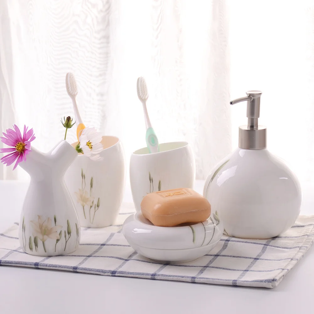 

Modern European style simple bathroom wash five piece set ceramic combination LO87155