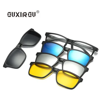 

Man Eyeglasses Frames 4 Clip On Tr90 Women Sunglasses Polarized Magnetic Glasses Male Driving Spectacle Myopia Optical s2268