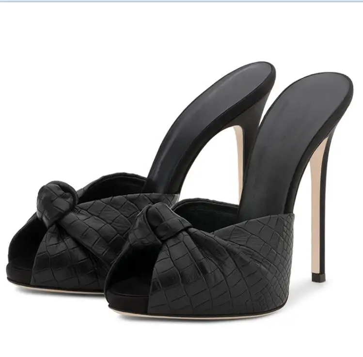 Arden Furtado/ г.; летняя модная женская обувь; пикантные элегантные вечерние туфли на шпильке золотистого и синего цвета; розовые шлепанцы без задника; большие размеры - Цвет: black